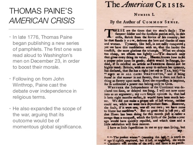 Thomas Paine's writing of "The American Crisis"