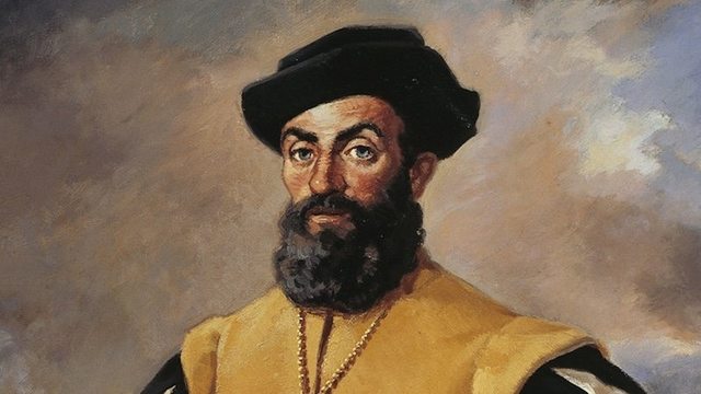 Magellan sails into the Pacific Ocean