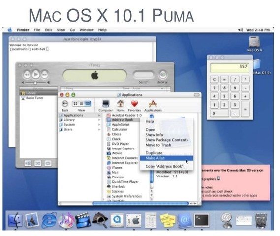 En el 2001 Mac OS X 10.1 puma