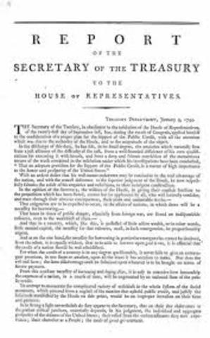 Hamiltons First report on public credit