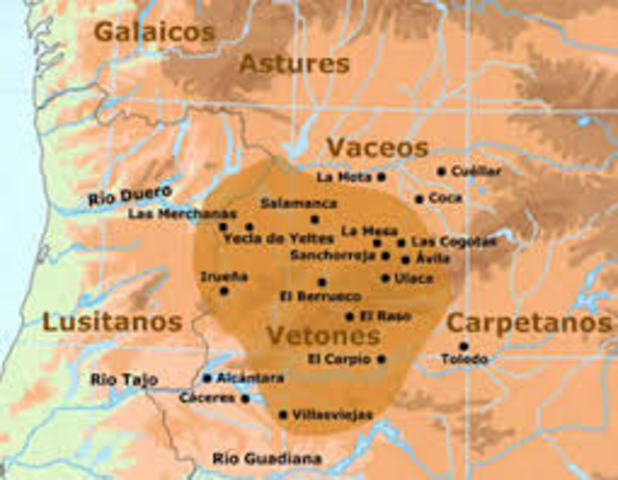 280 a.C: Se instalaron los Vettones por la parte de Cáceres.