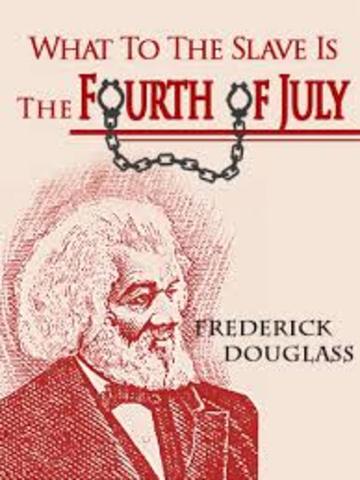 Frederick Douglass gives his speech "What to the Slave is the Fourth of July?"