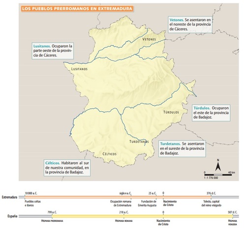 Los pueblos Célticos se situaban al S de Extremadura