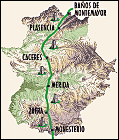 Paso de la Vía de la Plata por Extremadura