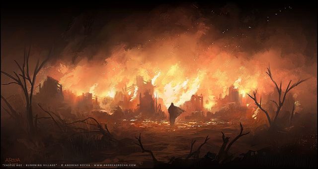 The burning of the Elven city, Mylatheas