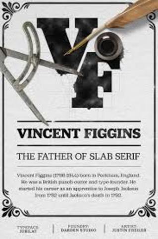 El tipógrafo ingles Vincent Figgins diseña la fuente Antique