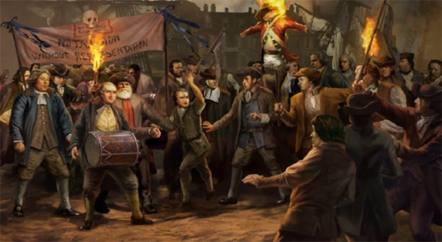 Un grupo de norteamericanos disfrazados de indios abordaron barcos ingleses y arro- jaron al mar 342 costales de té.