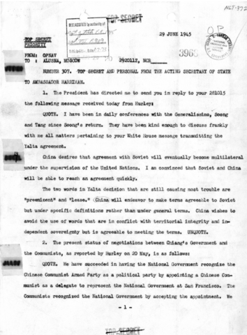 The Soviet Ambassador sent a telegram to the government in Moscow.