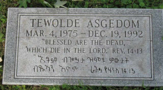 Loss of brother Tewolde Asgedom, age 17