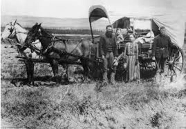 Thousands of "Sodbusters" or settlers move to the Plains