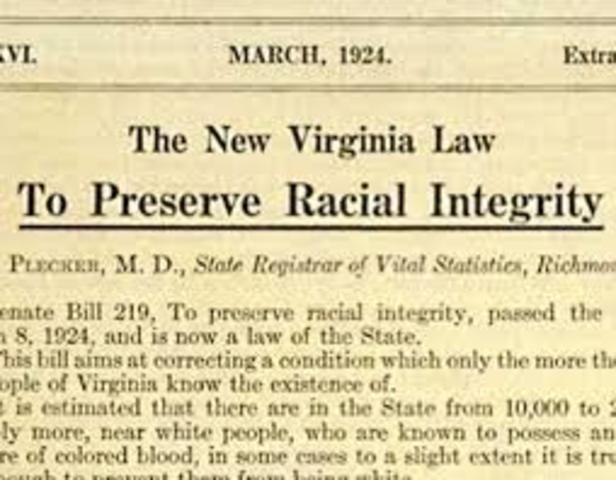 Racial Integrity Act enacted by Virginia