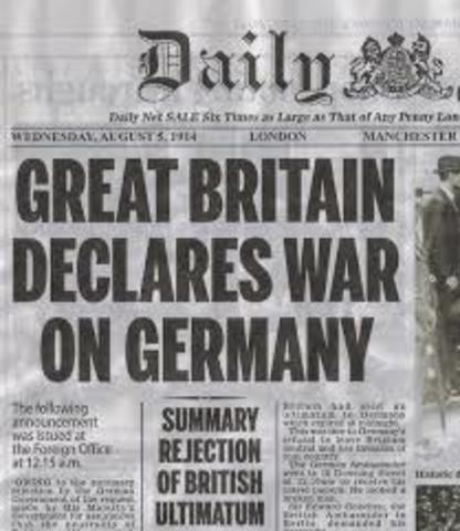 Britain declares war on Germany