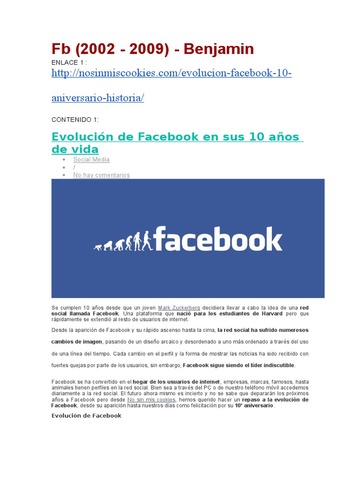 APARICIÓN DE FACEBOOK