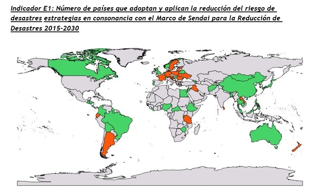 Incrementar sustancialmente el número de países con nacionales y locales del riesgo de desastres estrategias de reducción para el año 2020.