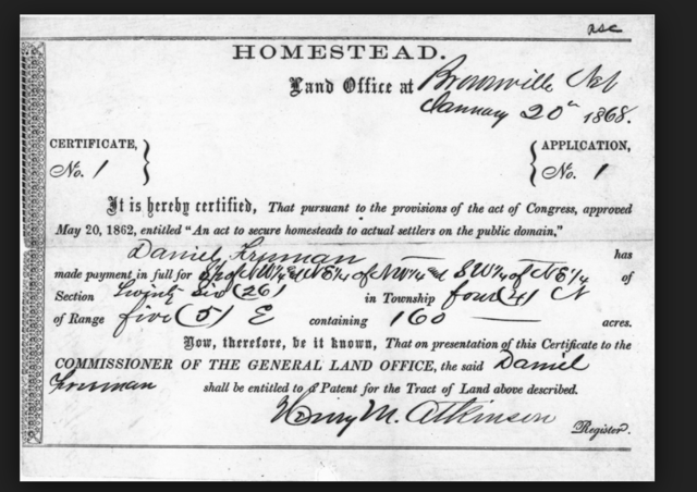The Homestead Act of 1862