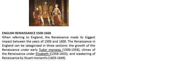 ENGLISH RENAISSANCE 1500-1660