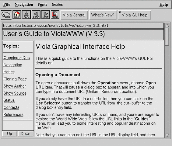 Primer navegador web gráfico ViolaWWW