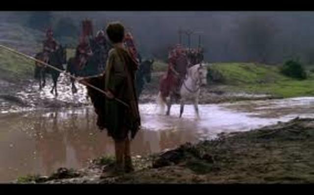 César cruza el Rubicón y provoca la huida de Pompeyo y de los miembros del Senado