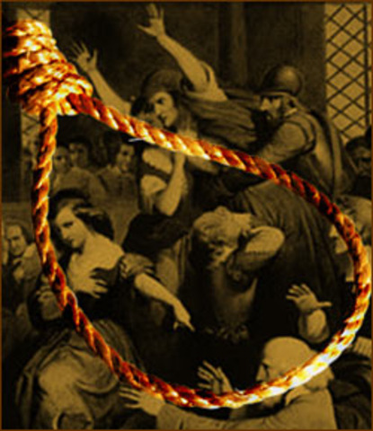 George Burroughs, John Proctor, George Jacobs Sr., John Willard and Martha Carrier are hung.