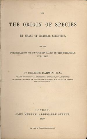 Pubblicato il libro "L'origine delle specie" di Charles Darwin