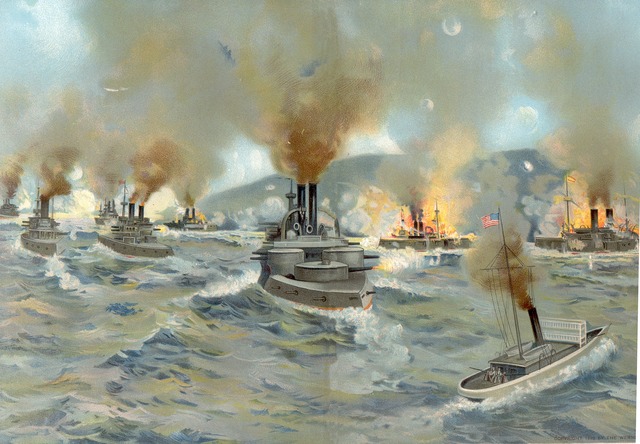 U.S. fleet destroys Spanish in Santiago, Cuba