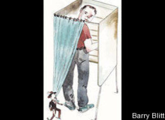 Only white male adult property-owners have the right to vote.