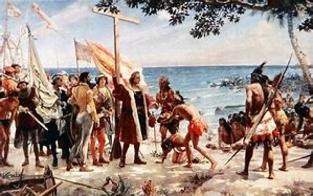 Christopher Columbus reaches in Americas