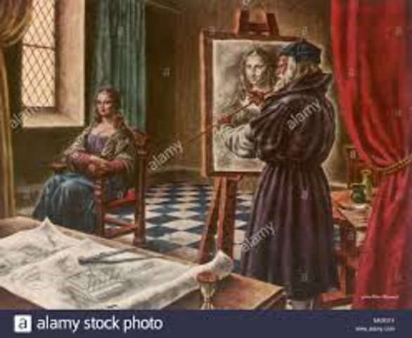 Leonardo da Vinci paints the Mona Lisa