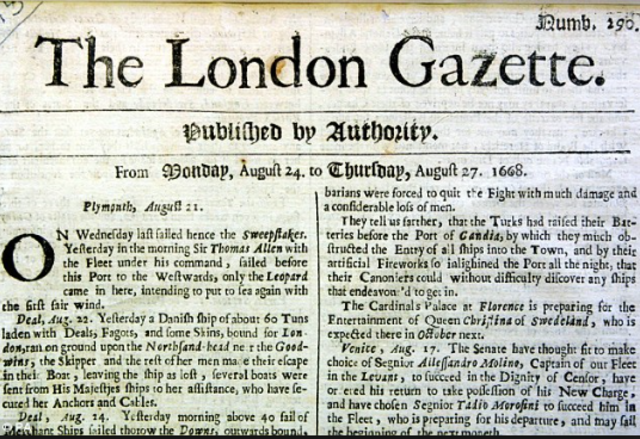 Newspapers are first published in London
