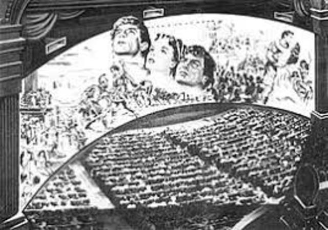 Hollywood thinks big and develops wide-screen processes such as CinemaScope