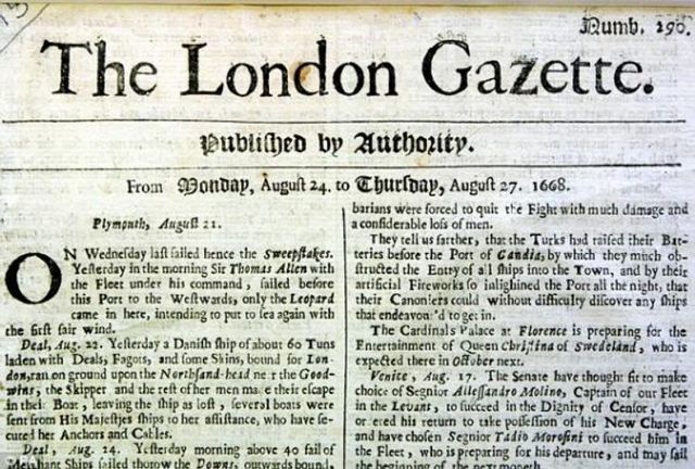 Newspapers are first published in London