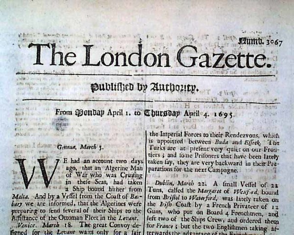 Newspapers are first published in London