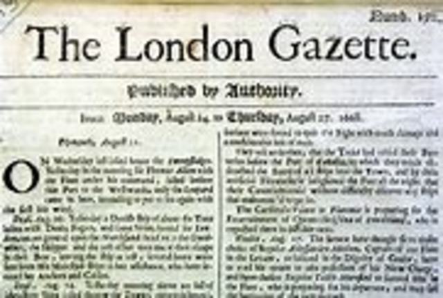 Newspapers are first published in London