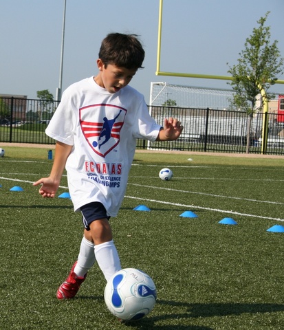 leaning to play soccer