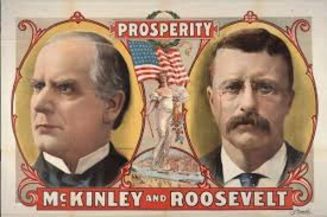 Theodore Roosevelt becomes president after McKinley is assassinated