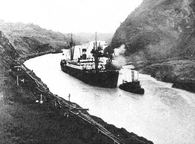 The Panama Canal is completed and opened for traffic