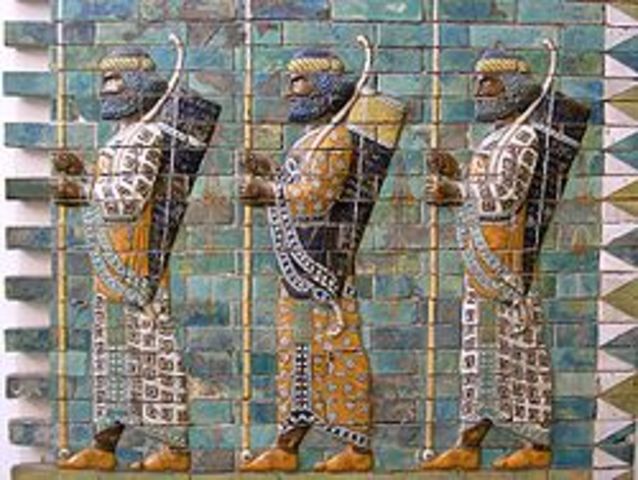 Depiction of Persian warriors, probably the Immortals.