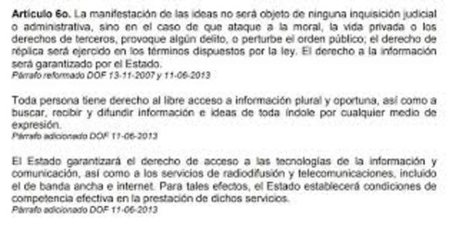 Reformas al artículo 6º constitucional