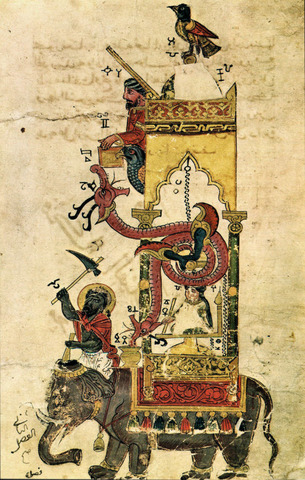 1206 CE Mechanical Machines: Badi az-Zaman Abu l-Izz ibn Ismail ibn ar-Razaz al-Jazari publishes his Book of Knowledge of Ingenious Mechanical Devices.