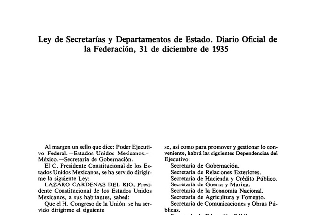 Ley de Secretarías y Departamentos de Estado 1935