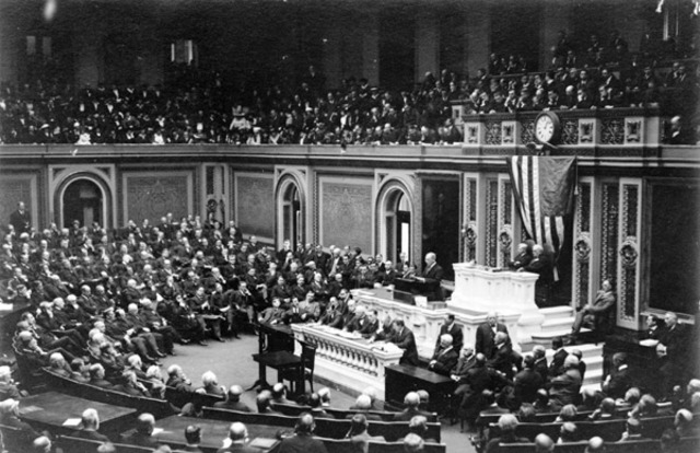Woodrow Wilson asks Congress for a Declaration of War (US)
