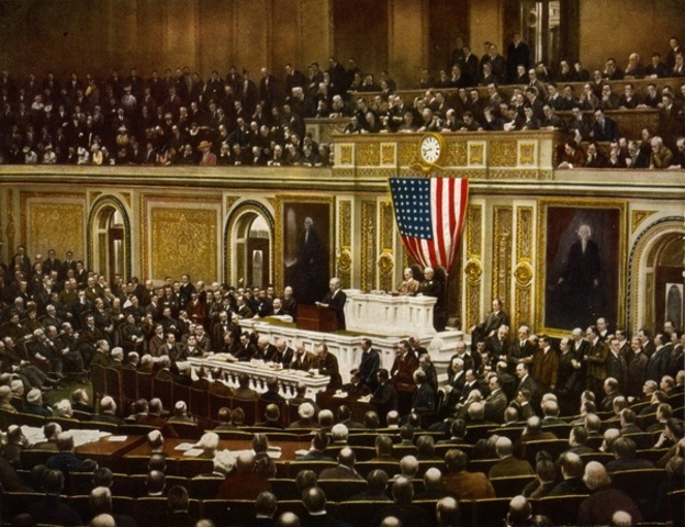 Woodrow Wilson asks Congress for a Declaration of War (US)