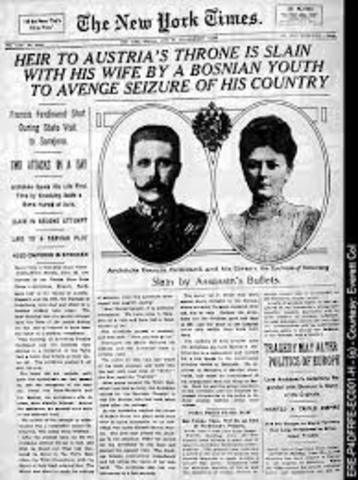 The Assassination of Austria’s archduke Franz Ferdinand starts WWI