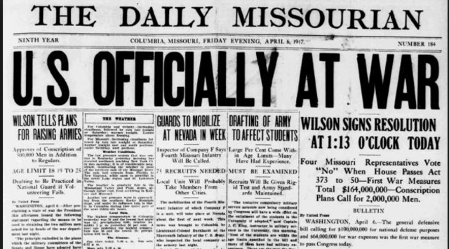 (US) United States declares on war Germany