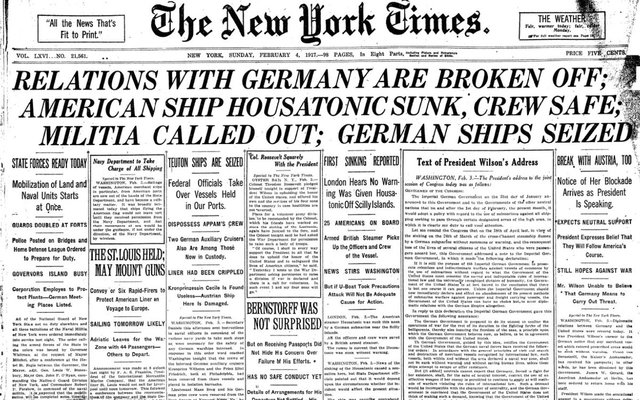 The U.S breaks diplomatic relations with Germany