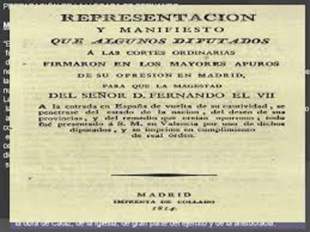 FERNANDO VII VUELVE A ESPAÑA.MANIFIESTO DE LOS PERSAS