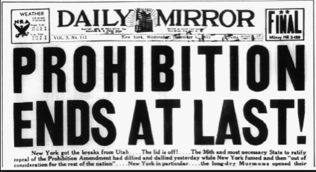 ratification of the 18th amendment- prohibition