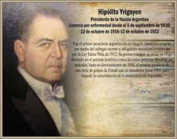 Gobiernos del Partido Radical en Argentina presidencias de Hipólito Yrigoyen, Marcelo Alvear y por segunda vez, Hipólito Yrigoyen).