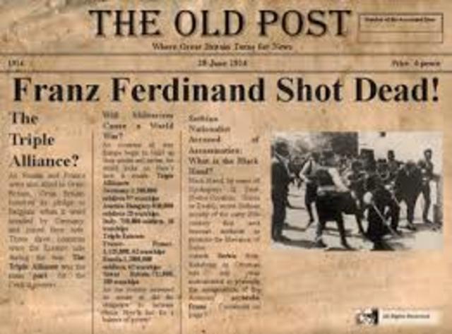 The Assassination of Austria’s archduke Franz Ferdinand starts WWI