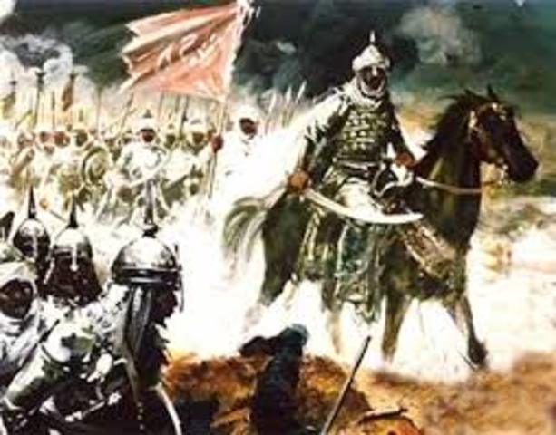 Los musulmanes cruzarón el estrecho de jibraltar e invaden ESPAÑA  fin del reino visigodo y comienzo del dominio árabe en la penisula ibérica